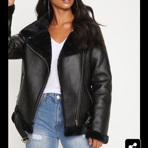 Black Fur Aviator Jacket